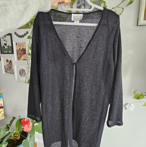 Vintage Black Sheer Knit Cardigan - Picture 4 of 6